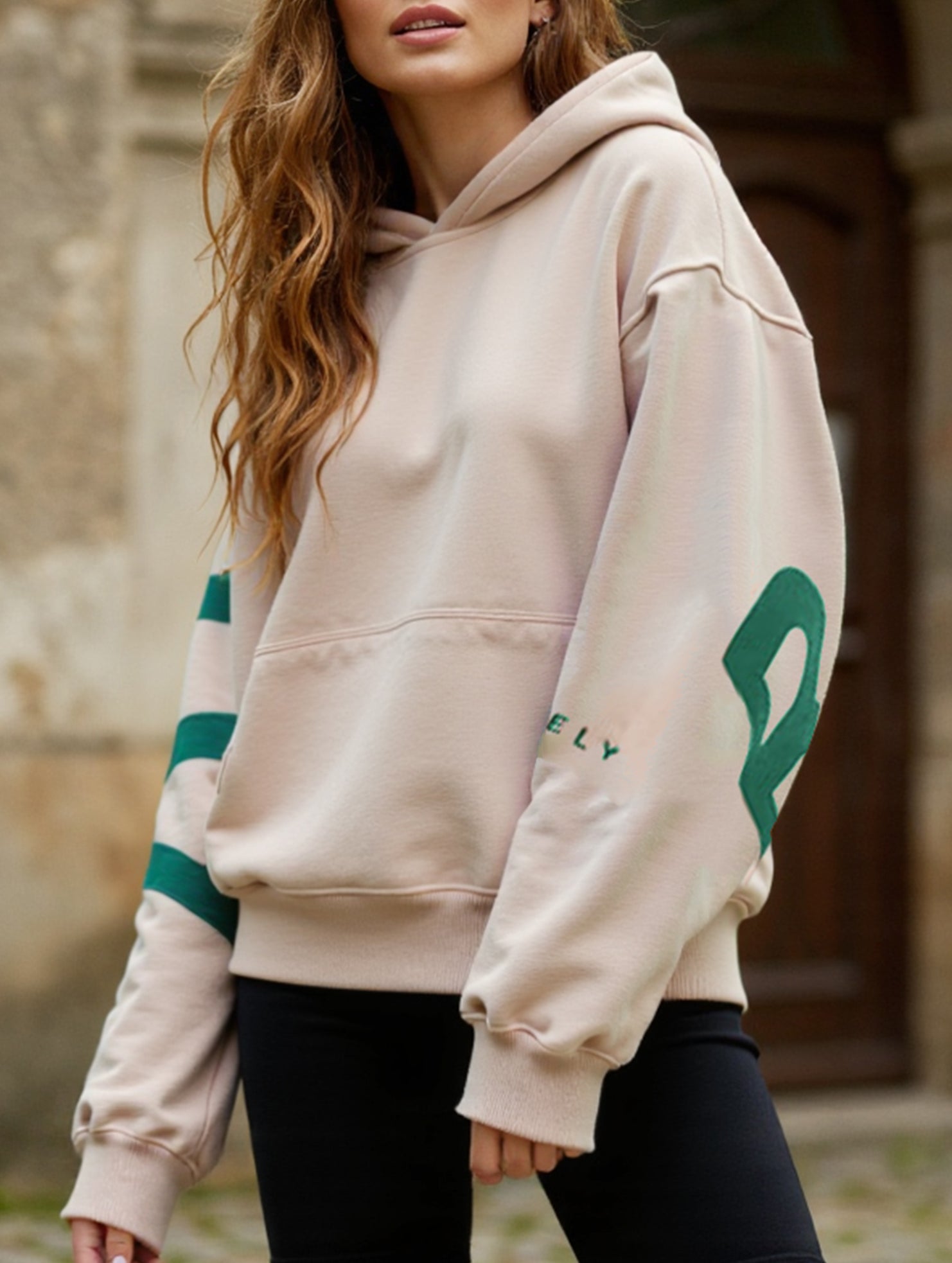 Women's Oversized Graphic Letter Hoodie Casual Streetwear Everyday Cozy Loose Fit Pullover Sweatshirt – Blue Grey - Lolly 