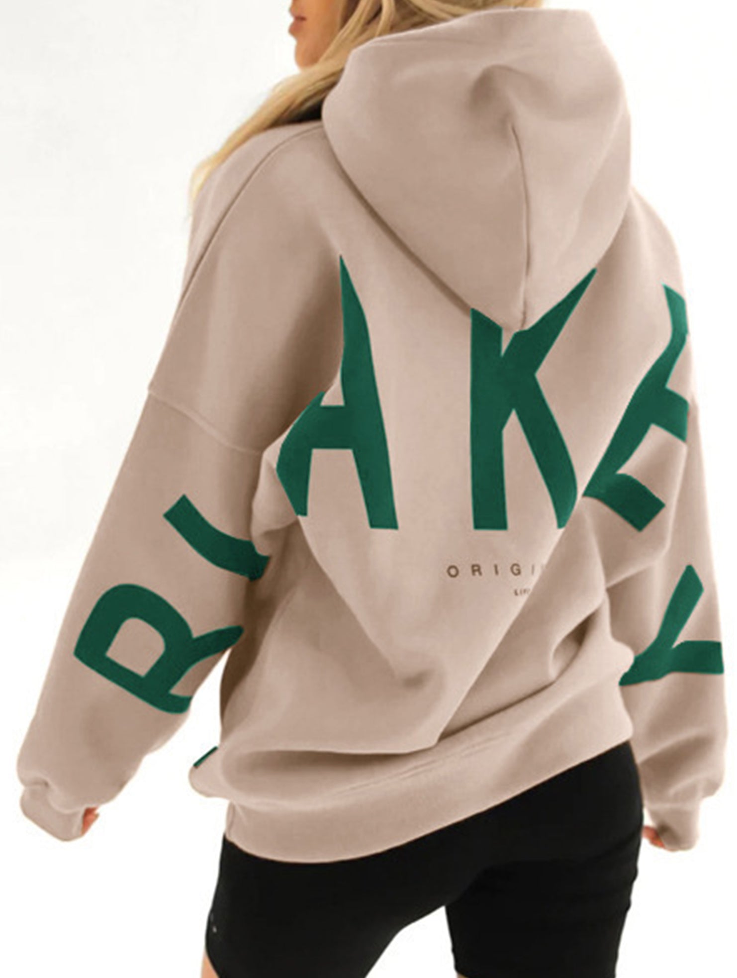 Women's Oversized Graphic Letter Hoodie Casual Streetwear Everyday Cozy Loose Fit Pullover Sweatshirt – Blue Grey - Lolly 