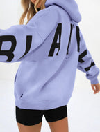 Women's Oversized Graphic Letter Hoodie Casual Streetwear Everyday Cozy Loose Fit Pullover Sweatshirt – Blue Grey - Lolly 