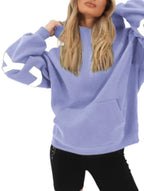 Women's Oversized Graphic Letter Hoodie Casual Streetwear Everyday Cozy Loose Fit Pullover Sweatshirt – Blue Grey - Lolly 