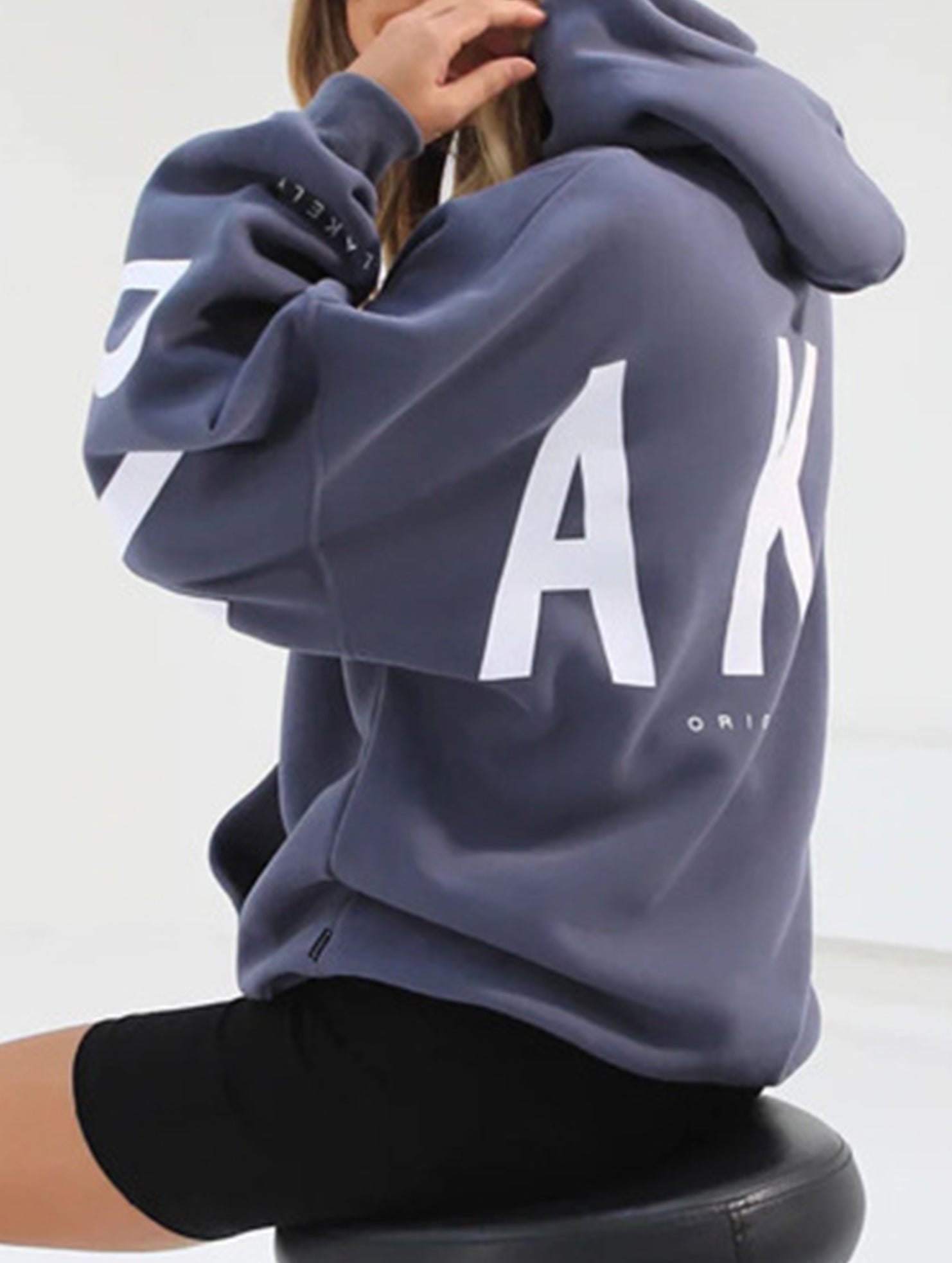 Women's Oversized Graphic Letter Hoodie Casual Streetwear Everyday Cozy Loose Fit Pullover Sweatshirt – Blue Grey - Lolly 