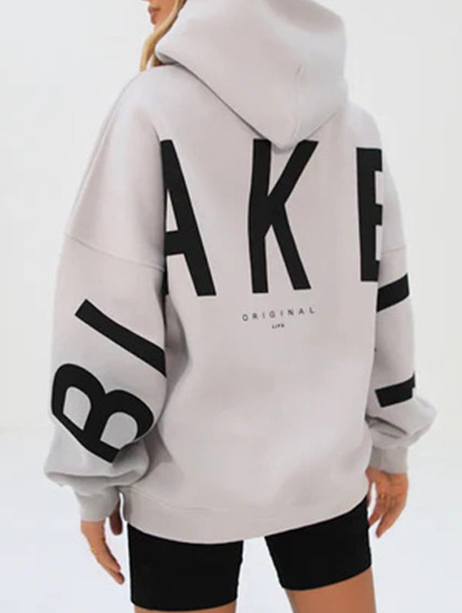 Women's Oversized Graphic Letter Hoodie Casual Streetwear Everyday Cozy Loose Fit Pullover Sweatshirt – Blue Grey - Lolly 