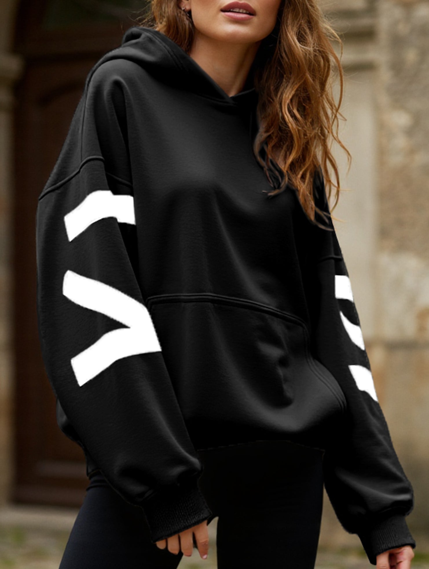 Women's Oversized Graphic Letter Hoodie Casual Streetwear Everyday Cozy Loose Fit Pullover Sweatshirt – Blue Grey - Lolly 