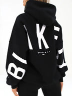 Women's Oversized Graphic Letter Hoodie Casual Streetwear Everyday Cozy Loose Fit Pullover Sweatshirt – Blue Grey - Lolly 