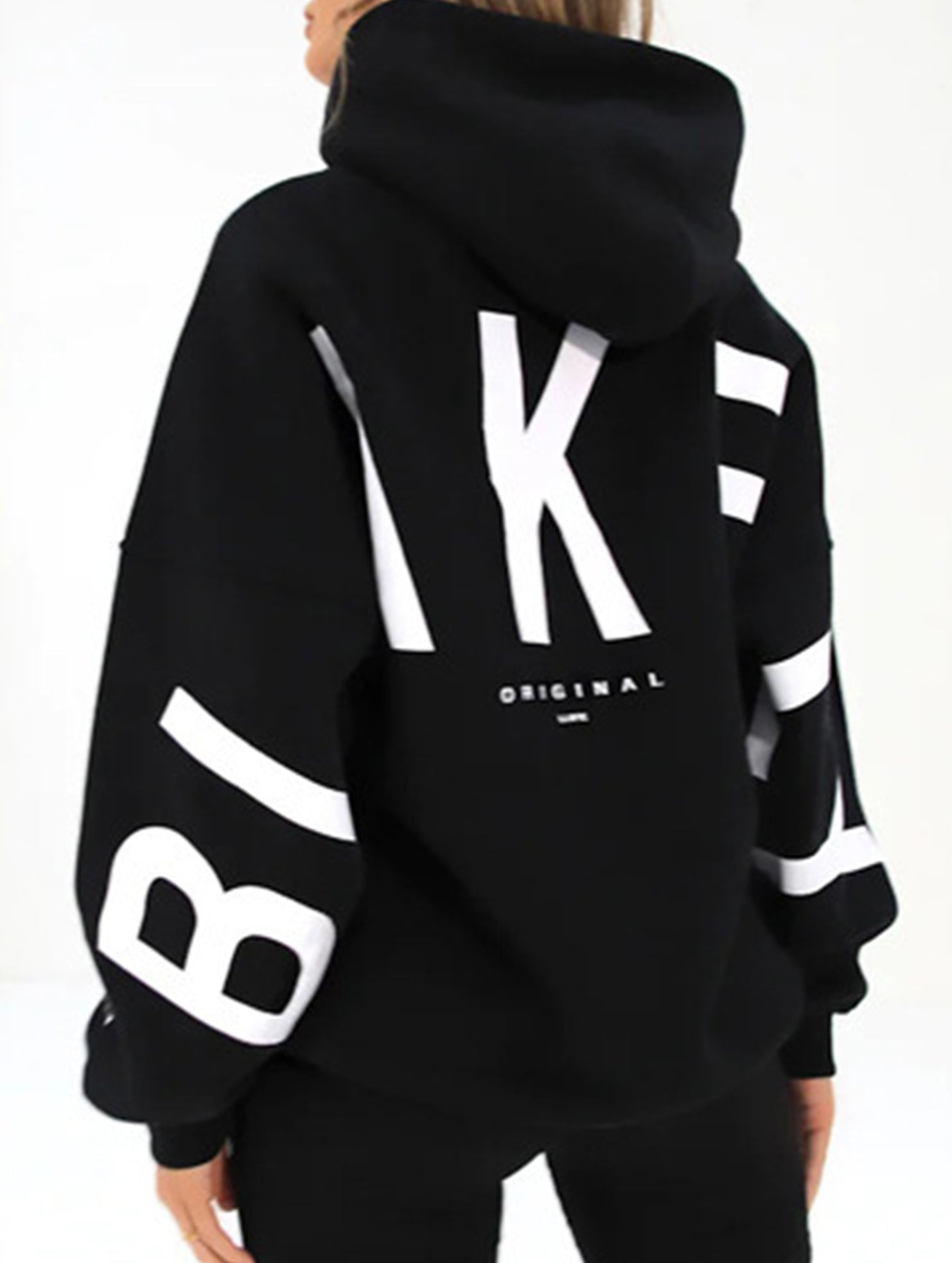 Women's Oversized Graphic Letter Hoodie Casual Streetwear Everyday Cozy Loose Fit Pullover Sweatshirt – Blue Grey - Lolly 