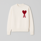 Women's Oversized Heart Ace Logo Knit Sweater Casual Everyday Cozy Streetwear Smart Casual Gift – Anely Cream Black Green - Lolly 