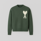 Women's Oversized Heart Ace Logo Knit Sweater Casual Everyday Cozy Streetwear Smart Casual Gift – Anely Cream Black Green - Lolly 