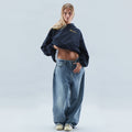 Women's Oversized Hoodie Pullover Cropped Casual Streetwear - Lolly 