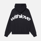 Women's Oversized Hoodie With Love Graphic Print Fleece Streetwear Casual Everyday Sweatshirt – Black - Lolly 