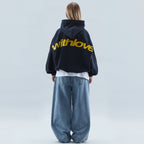 Women's Oversized Hoodie With Love Graphic Print Fleece Streetwear Casual Everyday Sweatshirt – Black - Lolly 