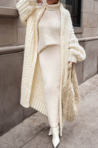 Women's Oversized Open-Front Chunky Knit Longline Cardigan Winter Layering - Lolly 