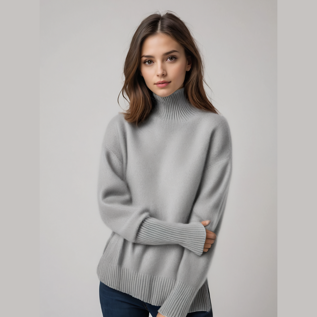 Women's Oversized Turtleneck Sweater Cashmere Pullover Casual Winter Knit - Lolly 