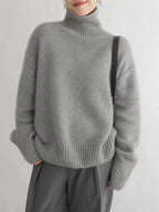 Women's Oversized Turtleneck Sweater Cashmere Pullover Casual Winter Knit - Lolly 