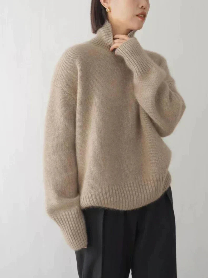 Women's Oversized Turtleneck Sweater Cashmere Pullover Casual Winter Knit - Lolly 