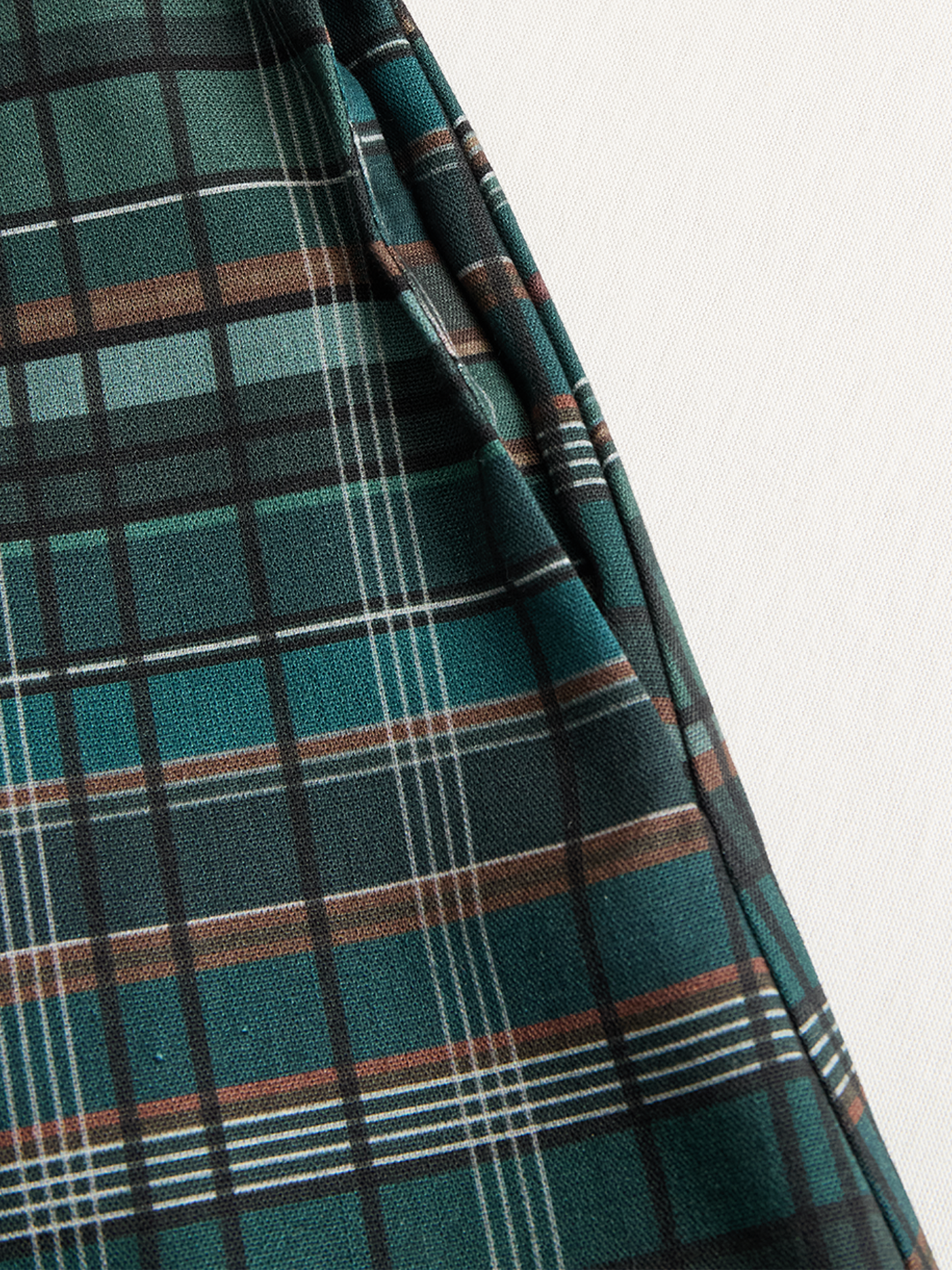 Women's Plaid Lapel Single-Breasted Shirt Long Dress Long Sleeve Casual Elegant – Green Tartan - Lolly 