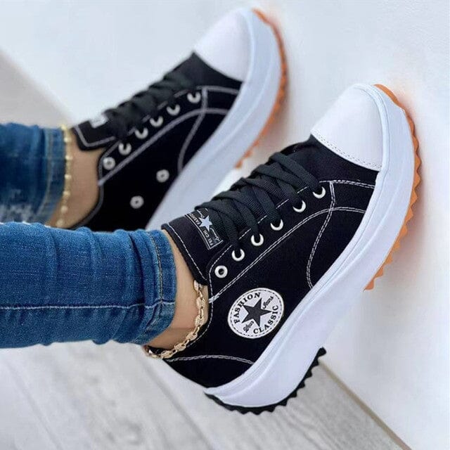 Women's Platform Canvas Sneakers Orthopedic Lace-Up Casual Everyday Streetwear Walking Comfort Trendy – Heidi Multicolor - Lolly 