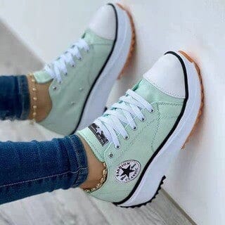 Women's Platform Canvas Sneakers Orthopedic Lace-Up Casual Everyday Streetwear Walking Comfort Trendy – Heidi Multicolor - Lolly 