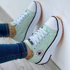 Women's Platform Canvas Sneakers Orthopedic Lace-Up Casual Everyday Streetwear Walking Comfort Trendy – Heidi Multicolor - Lolly 