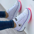 Women's Platform Canvas Sneakers Orthopedic Lace-Up Casual Everyday Streetwear Walking Comfort Trendy – Heidi Multicolor - Lolly 