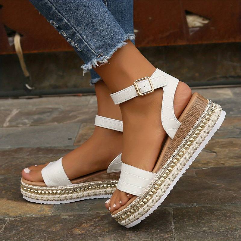 Women's Platform Sandals Ankle Strap Open Toe Summer Beach Casual Wedge - Lolly 