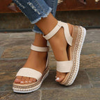 Women's Platform Sandals Ankle Strap Open Toe Summer Beach Casual Wedge - Lolly 