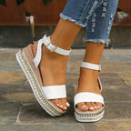 Women's Platform Sandals Ankle Strap Open Toe Summer Beach Casual Wedge - Lolly 