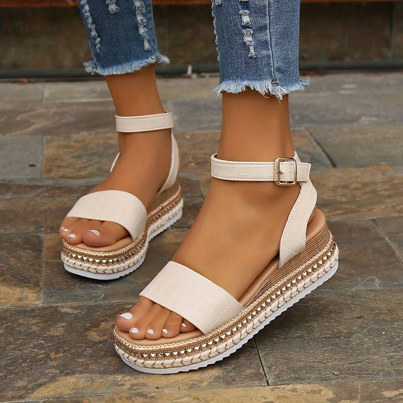 Women's Platform Sandals Ankle Strap Open Toe Summer Beach Casual Wedge - Lolly 