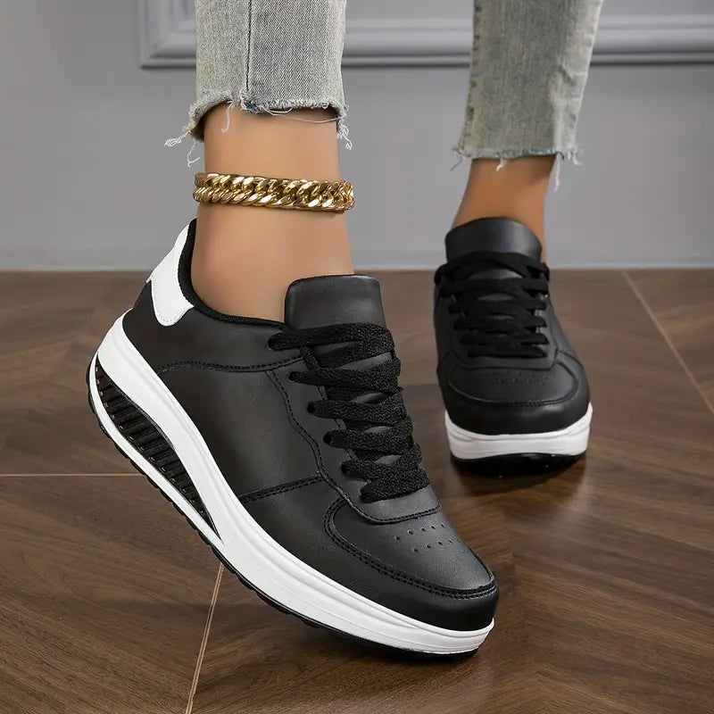 Women's Platform Sneakers Lace-Up Casual Walking Shoes Fashion Printed - Lolly 