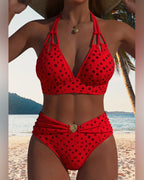 Women's Polka Dot Halter Bikini Set Two-Piece Sleeveless Beach Summer Vacation - Lolly 