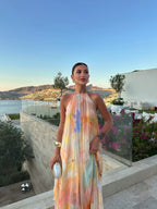 Women's Printed Halter Long Dress Summer Wedding Guest Garden Party Beach Vacation Boho Formal – Corinna - Lolly 