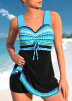 Women's Quick-Dry Swimsuit Heart Neckline Wide Straps Skirt Overlay Nylon Elastane Beach Stylish - Lolly 