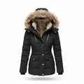 Women's Quilted Puffer Jacket Winter Hooded Coat Faux Fur Trim Fleece Lined - Lolly 
