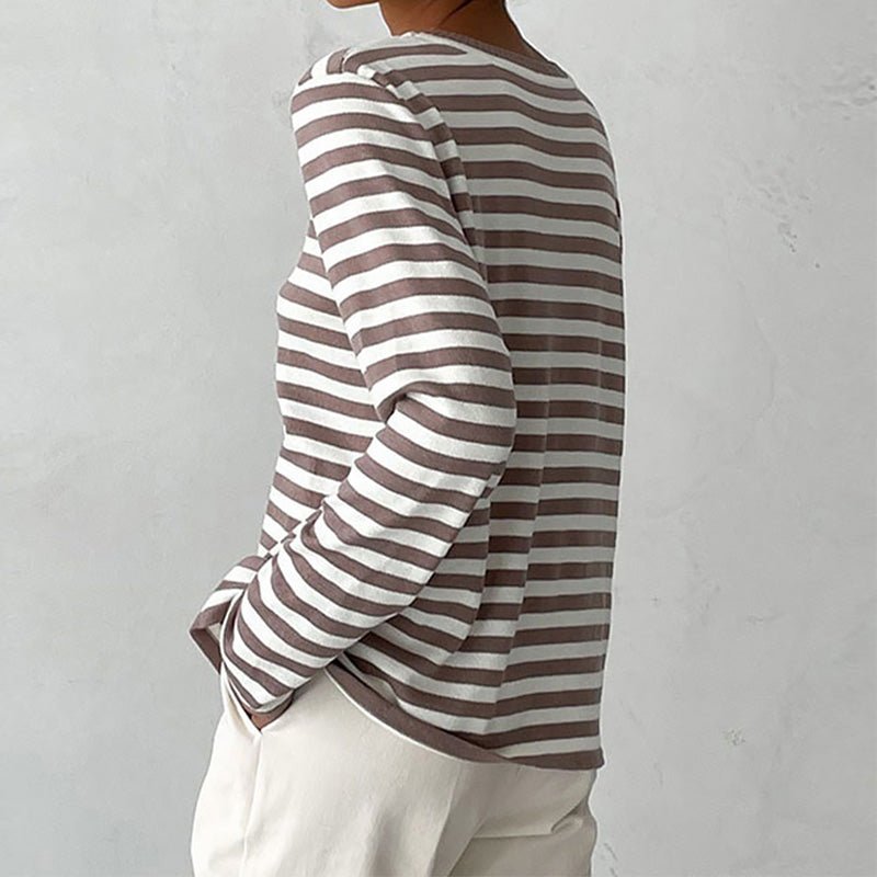 Women's Relaxed-Fit Nautical Striped Sweater Long Sleeve Crew Neck Casual Pullover - Lolly 