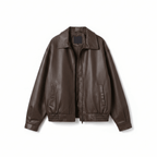 Women's Relaxed Fit PU Leather Bomber Jacket Casual Everyday Outerwear - Lolly 