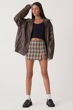 Women's Relaxed Fit PU Leather Bomber Jacket Casual Everyday Outerwear - Lolly 