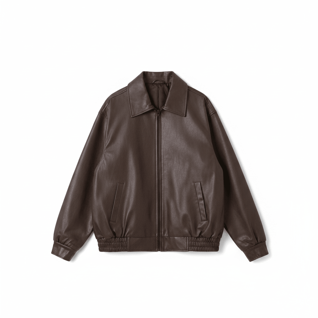 Women's Relaxed Fit PU Leather Bomber Jacket Casual Everyday Outerwear - Lolly 
