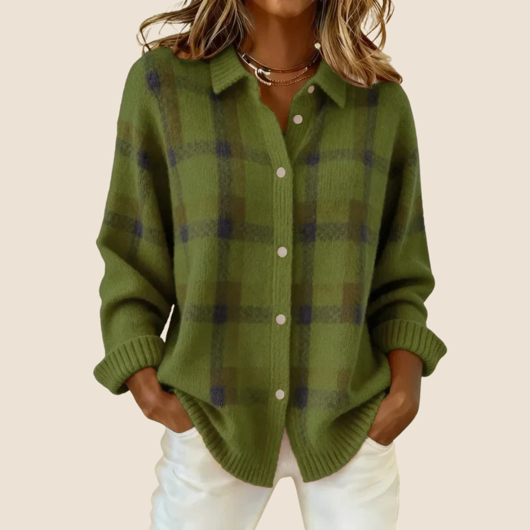 Women's Retro Check Plaid Flannel Shirt Jacket Casual Everyday Fall Winter Cozy Outdoor Streetwear – Vivienne Orange Blue Red - Lolly 