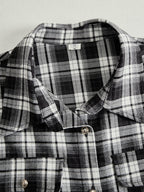 Women's Retro Ethnic Plaid Cowgirl Long Dress Lapel Belted Long Sleeve Casual Relaxed – Reddish Brown - Lolly 