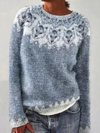 Women's Retro Striped Knit Sweater Boat Neck Relaxed Fit Casual Winter Pullover - Lolly 
