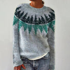Women's Retro Striped Knit Sweater Boat Neck Relaxed Fit Casual Winter Pullover - Lolly 