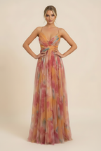 Women's Romantic Sleeveless Formal Dress – Softly Draped Fluid Elegant Party Dress & Wedding Guest Gown - Lolly 