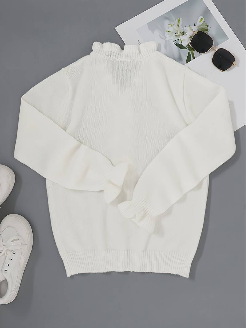 Women's Ruffle Blouse Decorative Buttons Flowing Neckline Feminine Elegant Casual Dressy Chic – Darcey - Lolly 
