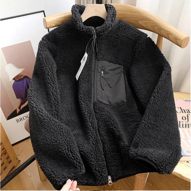 Women's Sherpa Fleece Jacket Zip-Up Oversized Winter Casual Warm Coat - Lolly 
