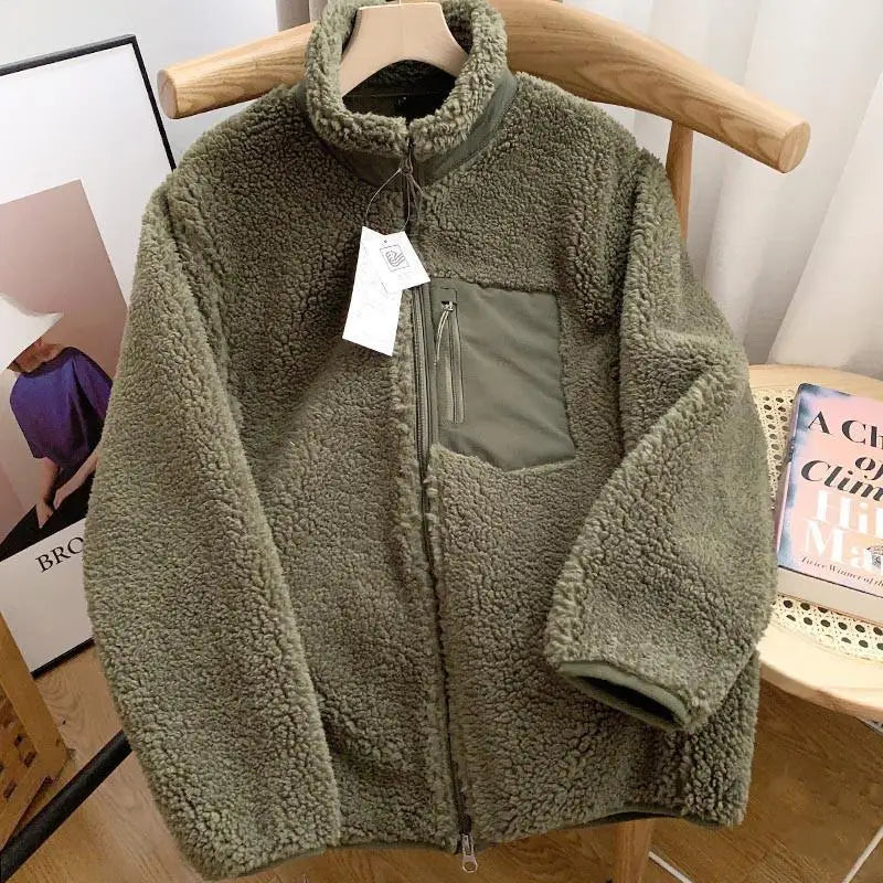 Women's Sherpa Fleece Jacket Zip-Up Oversized Winter Casual Warm Coat - Lolly 