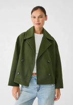 Women's Short Double-Breasted Jacket Lapel Collar Button Placket Casual Chic Cropped Coat – Heidi - Lolly 
