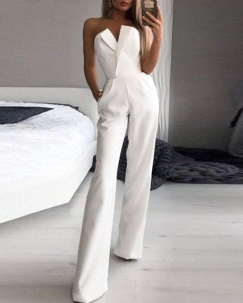 Women's Sleeveless Jumpsuit Wide Leg Backless Evening Party Formal - Lolly 