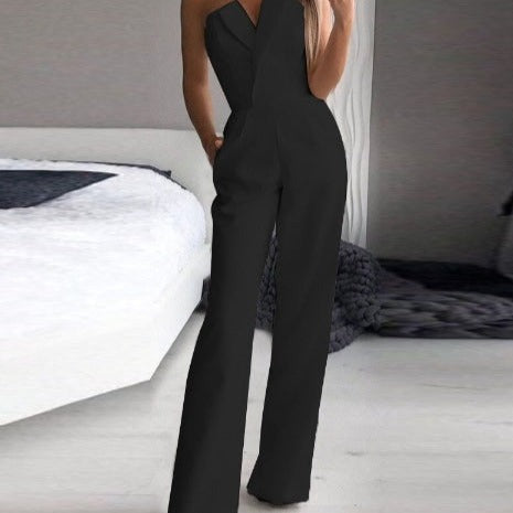 Women's Sleeveless Jumpsuit Wide Leg Backless Evening Party Formal - Lolly 