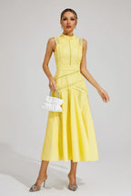 Women's Sleeveless Lace Midi Dress Wedding Guest Summer Formal Elegant Structured Daytime – Olivia - Lolly 