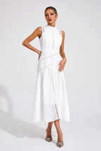 Women's Sleeveless Lace Midi Dress Wedding Guest Summer Formal Elegant Structured Daytime – Olivia - Lolly 