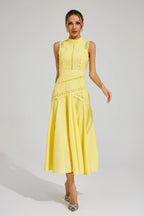 Women's Sleeveless Lace Midi Dress Wedding Guest Summer Formal Elegant Structured Daytime – Olivia - Lolly 